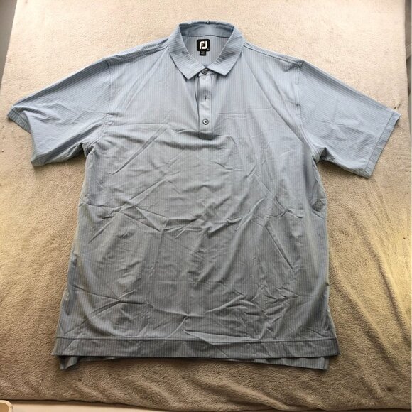 FootJoy Mens Performance Polo Shirt Size 2XL Blue Zigzag Short Sleeve Golf - Picture 11 of 12